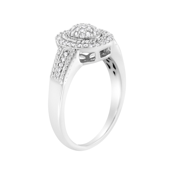 Haus of Brilliance 1/3ctw. Pave Set Diamond Halo Cocktail Ring