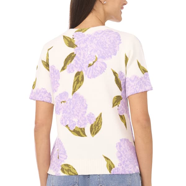 Womens Cece Short Sleeve Hydrangea Floral Sweater