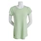 Juniors Poof! Short Sleeve Marled Crew Neck Top-Green/Eggwhite - image 1