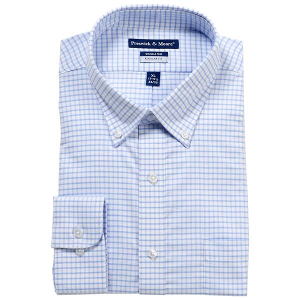 Mens Preswick & Moore Regular Fit Oxford Dress Shirt - Blue/White - image 