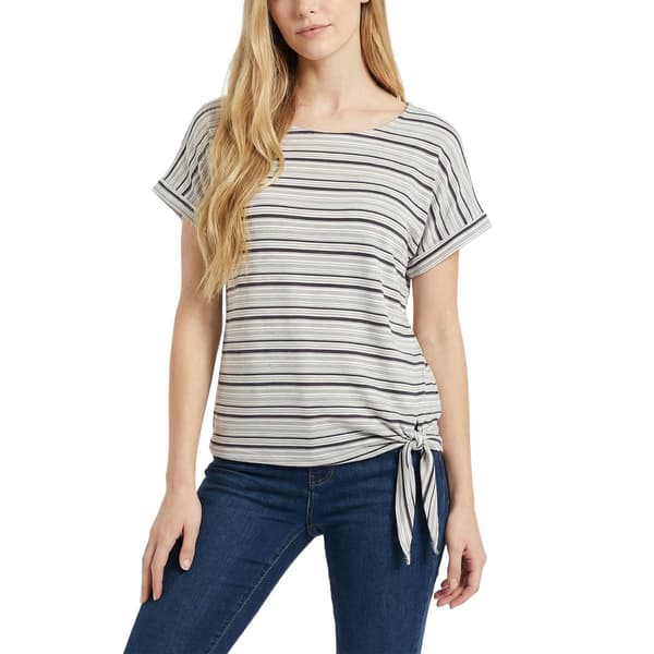 Petite NY Collection Dolman Slv Striped Cotton Jersey Knt Top W - image 