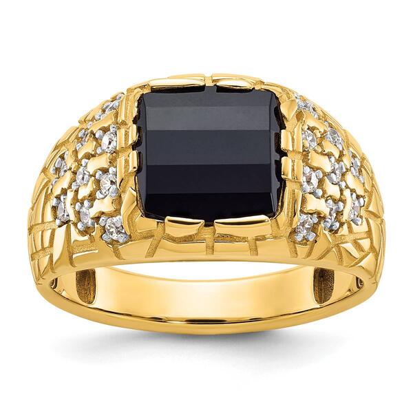 Mens Gentlemens Classics&#40;tm&#41; 14kt. Gold Onyx & 1/4ctw. Diamond Ring - image 