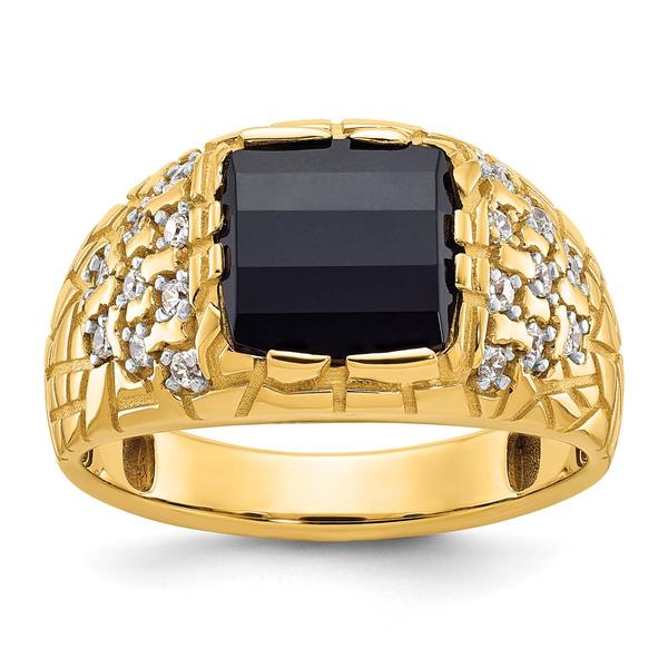 Mens Gentlemens Classics(tm) 14kt. Gold Onyx & 1/4ctw. Diamond Ring - image 