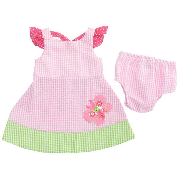 Baby Girl &#40;12-24M&#41; Rare Editions Gingham Seersucker Dress - image 