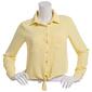 Juniors No Comment Long Sleeve Tie Front Button Up Blouse - image 5