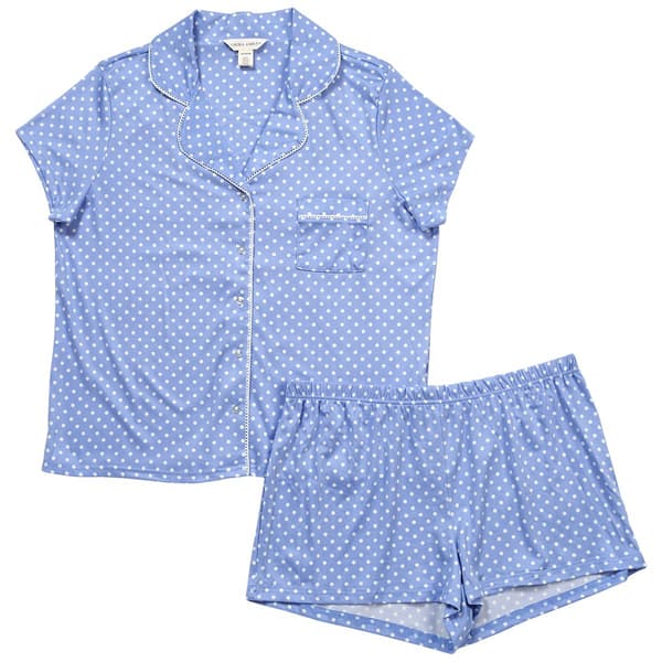 Womens Laura Ashley(R) Short Sleeve Dot Boxer Pajamas Set - image 