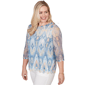 Womens Alfred Dunner Out Of The Blue Scallop Trim Ikat Blouse - image 3