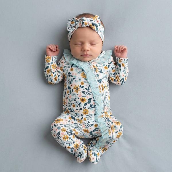 Baby Girl (NB-9M) Baby Essentials(R) Floral Footie & Headband