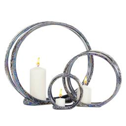 9th & Pike(R) Silver Ceramic Glam Candlestick Holders - Set of 2