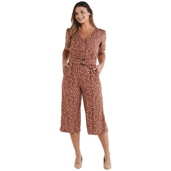 Womens Luxology Short Sleeve Floral Jumpsuit - image 