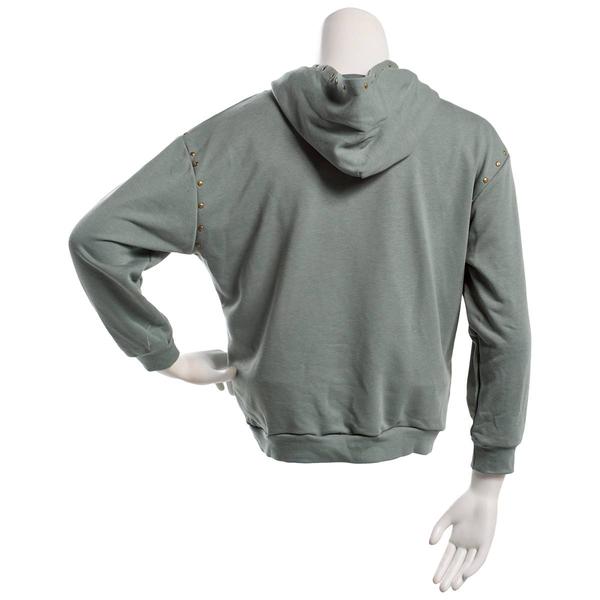 Juniors Hunter & Brown Oversized Stud Trim Hoodie