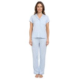Womens Laura Ashley(R) Short Sleeve Hearts Long Leg Pajama Set