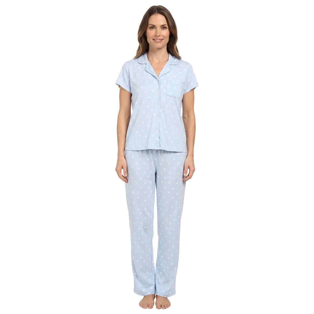 Womens Laura Ashley(R) Short Sleeve Hearts Long Leg Pajama Set