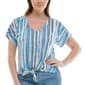 Petite Zac & Rachel Short Sleeve Stripe Button Front Blouse - image 1
