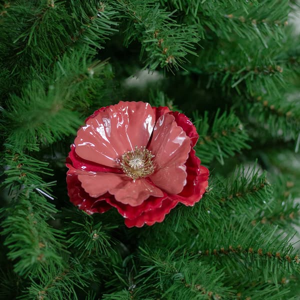 Northlight Seasonal Shiny Coral Pink Poppy Clip Ornament