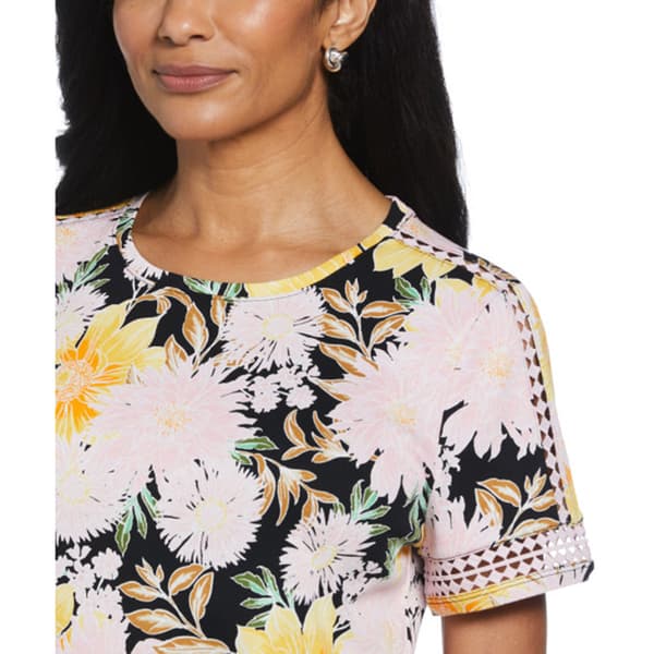 Womens Rafaella&#174; Short Dot Sleeve Floral Tapestry Tee