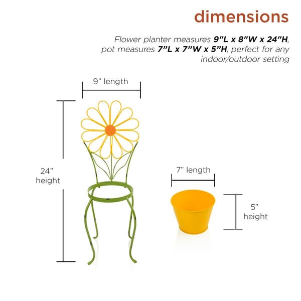 Alpine 24in. Yellow Flower Planter w/ Stand