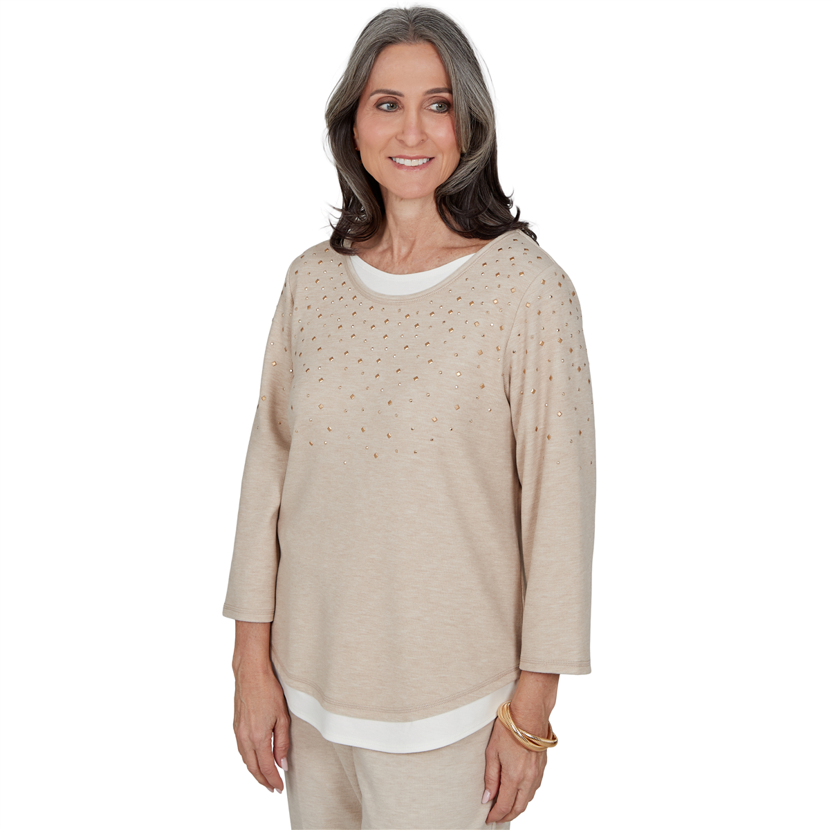 Petite Alfred Dunner Luxe Be A Lady Layered Embellished Blouse