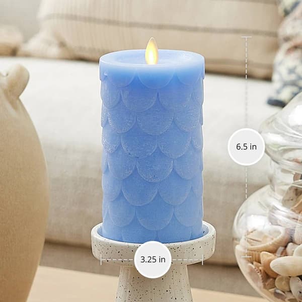 Luminaria 3x6.5 Embossed Mermaid Flameless Pillar Candle