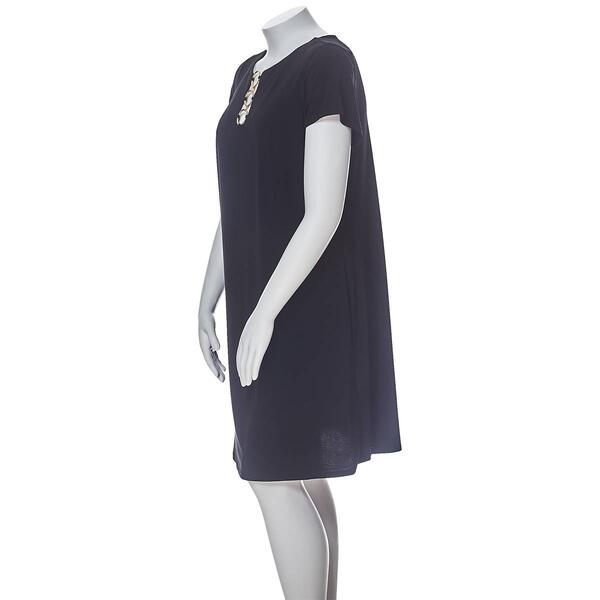 Plus Size MSK Short Sleeve Solid Shift Dress