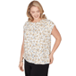 Plus Size Emaline Key Items Cap Sleeve Floral & Birds Blouse - image 2