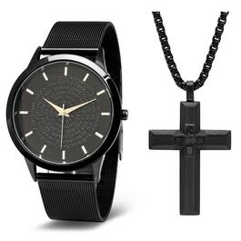 Mens Steeltime Black Cross Watch Set - B80152W700345P