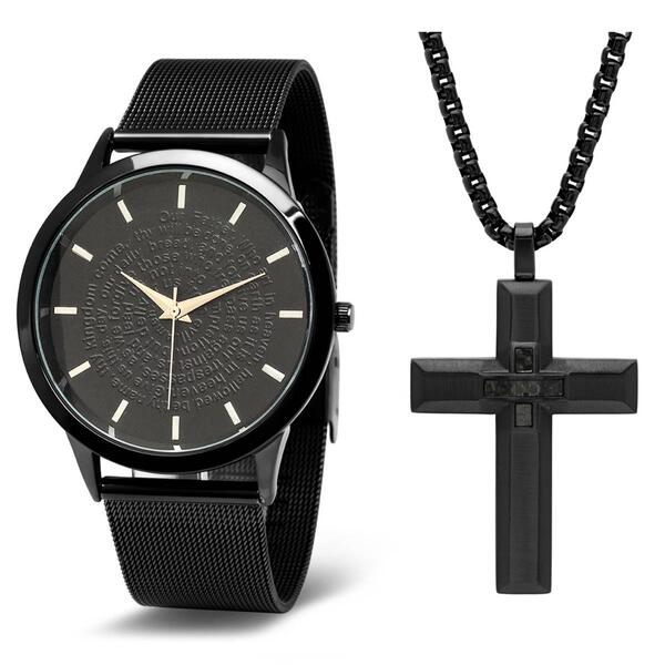 Mens Steeltime Black Cross Watch Set - B80152W700345P - image 