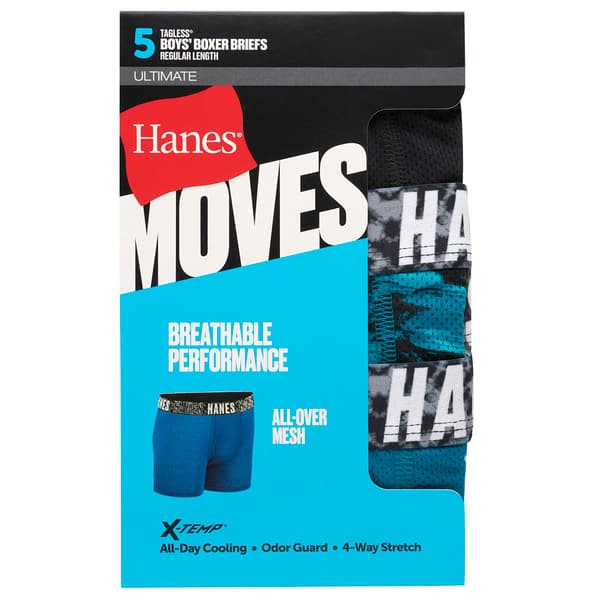 Boys Hanes® 5pk. Moves Breathable Boxer Briefs - Blue/Black