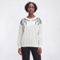 Womens Erika Long Sleeve Beaded Leaf Embellished Sweatshirt - image 1