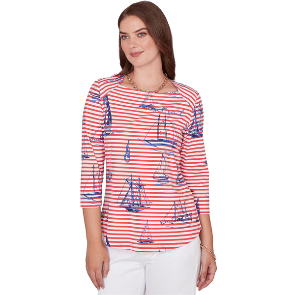 Plus Size Ruby Rd. Must Haves Ii Striped Sailboat Knit Top