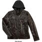 Mens Guess Faux Leather Jacket with Fleece Hood - image 3