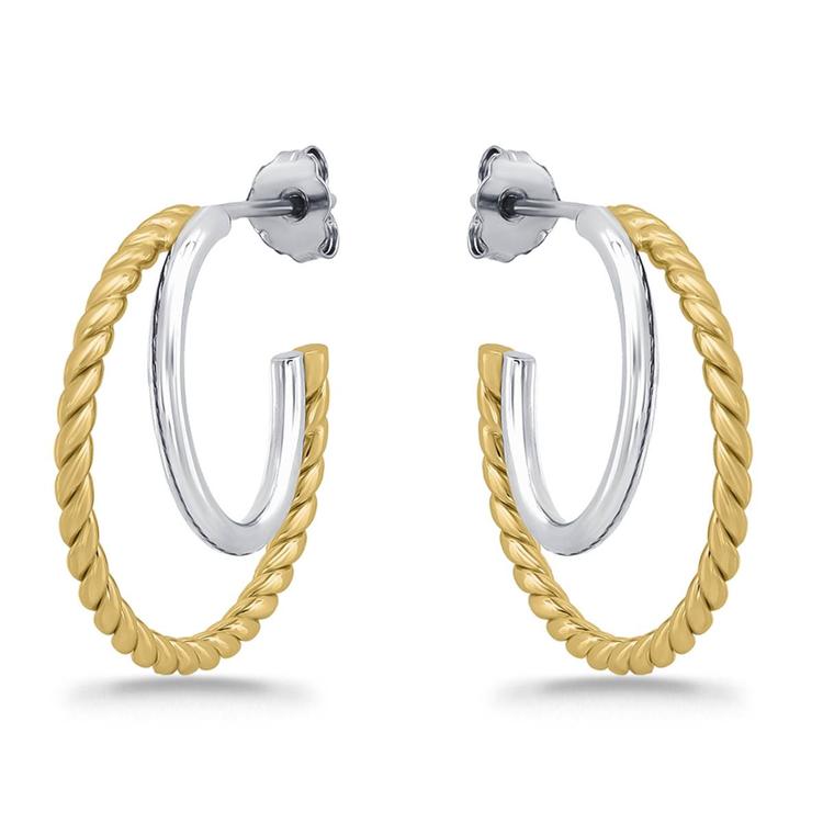 Designs by FMC Two-Tone 20mm Double C Post Hoop Earrings