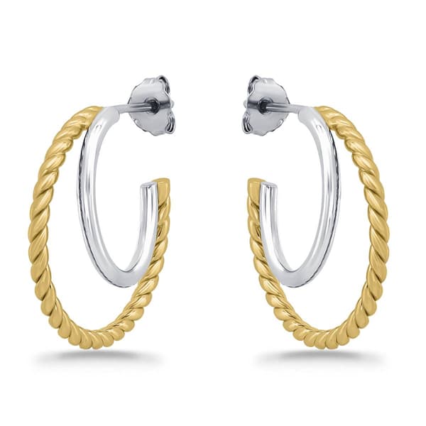 Designs by FMC Two-Tone 20mm Double C Post Hoop Earrings