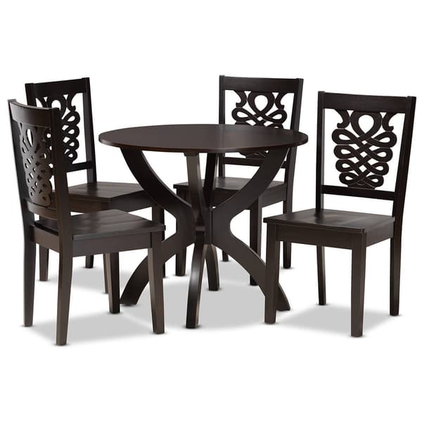 Baxton Studio Wanda Dark Brown Finished Wood 5pc. Dining Set - image 