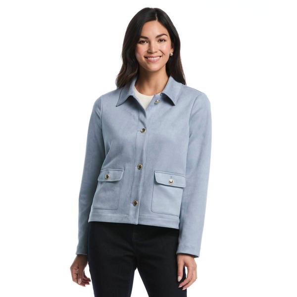 Petite Rafaella® Solid Patch Pocket Suede Jacket