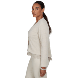 Womens Ruby Rd. Mythical Lace Trim Button Front Cardigan