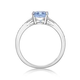 Sterling Silver Ring w/ Created Aquamarine & White Topaz Gemstone
