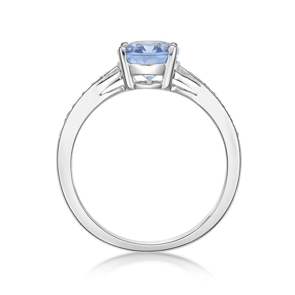 Sterling Silver Ring w/ Created Aquamarine & White Topaz Gemstone