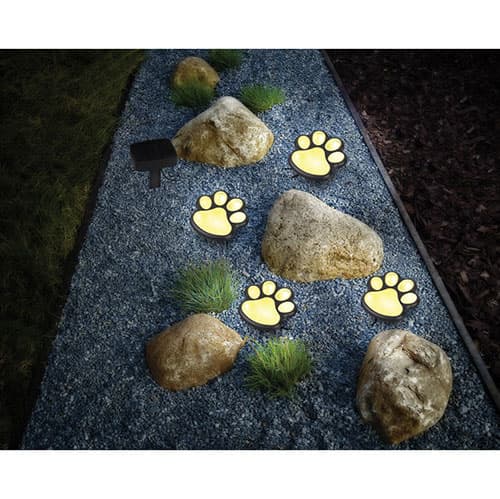 4pc. Solar Paw Print Path Lights