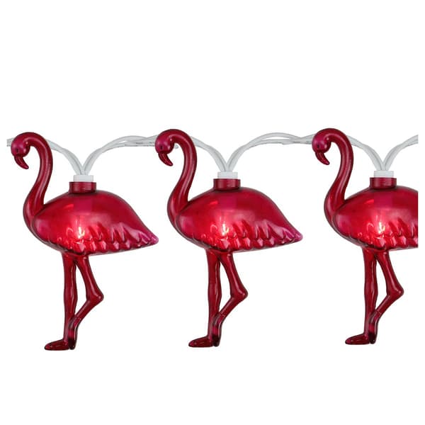 Northlight Seasonal Set of 10 Pink Flamingo Patio Lights - image 