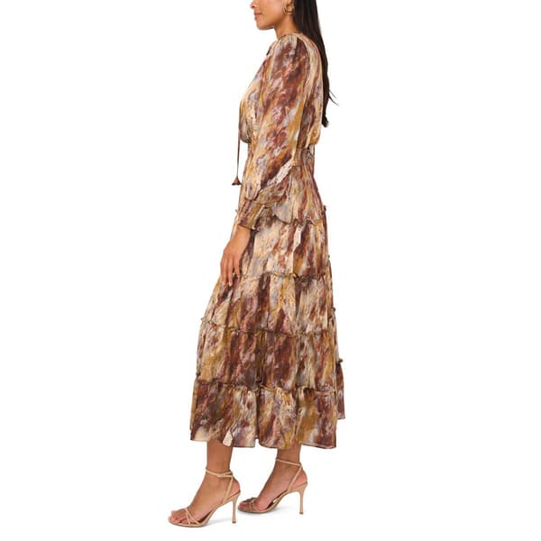 Womens MSK Abstract Keyhole Neck Tier Midi Dress