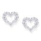 Sterling Silver CZ Open Heart Stud Earrings - image 1