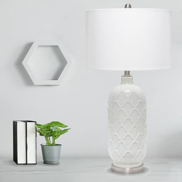 Lalia Home Classix Argyle Classic White Table Lamp w/Fabric Shade