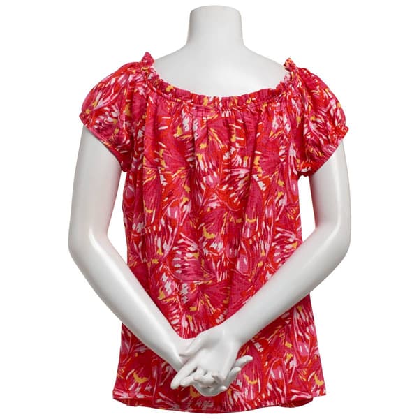 Womens BB Dakota Off The Shoulder Puff Sleeve Abstract Blouse