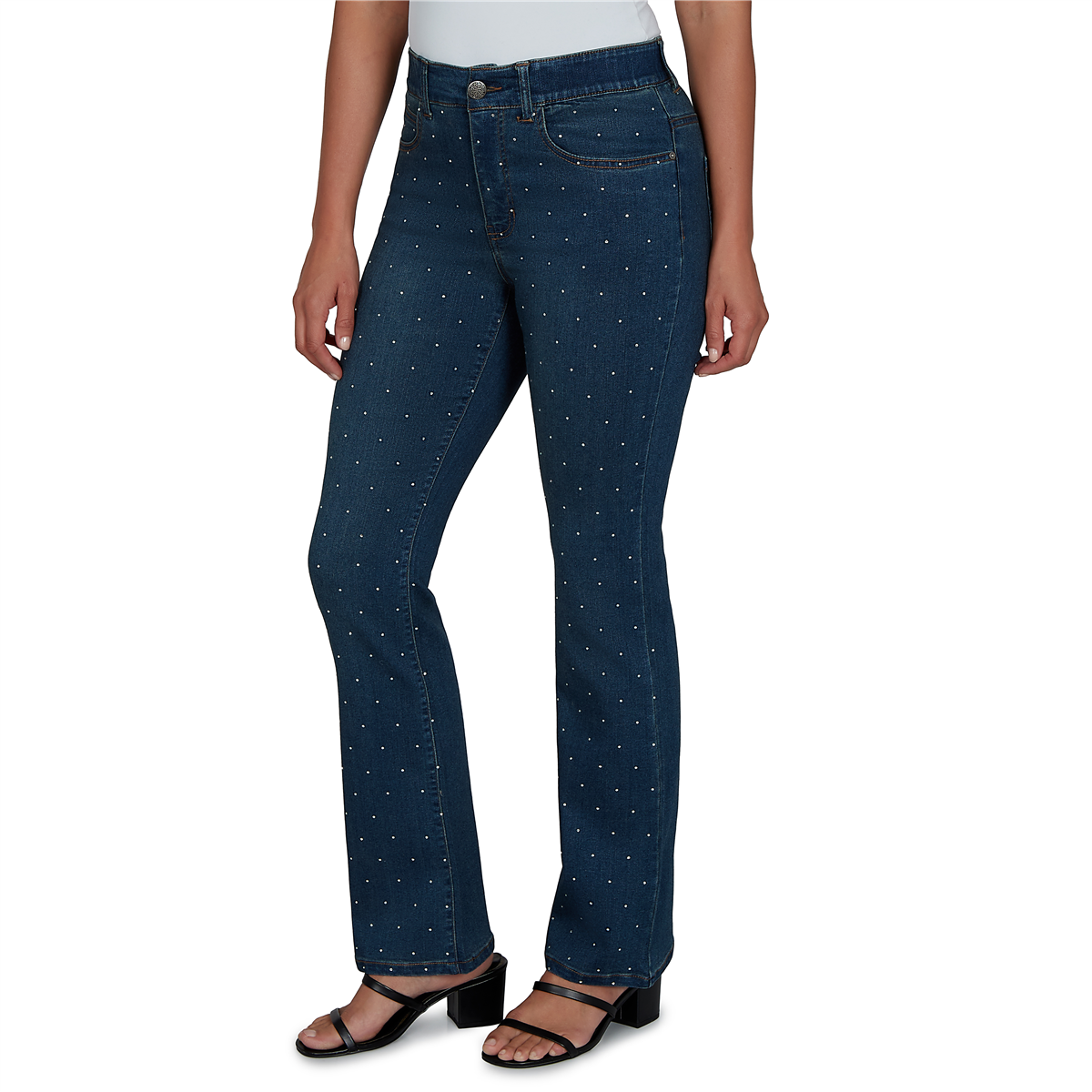 Petite Skye’s the Limit Icy Blue Sparkle Bootcut Jeans