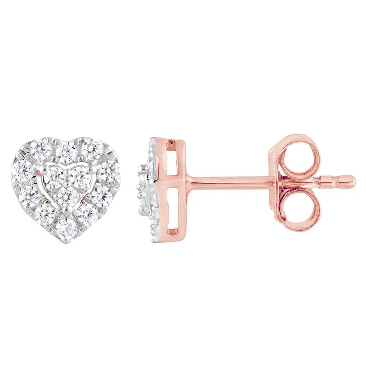 Nova Star(R) Rose Gold Lab Grown Diamond Heart Stud Earrings