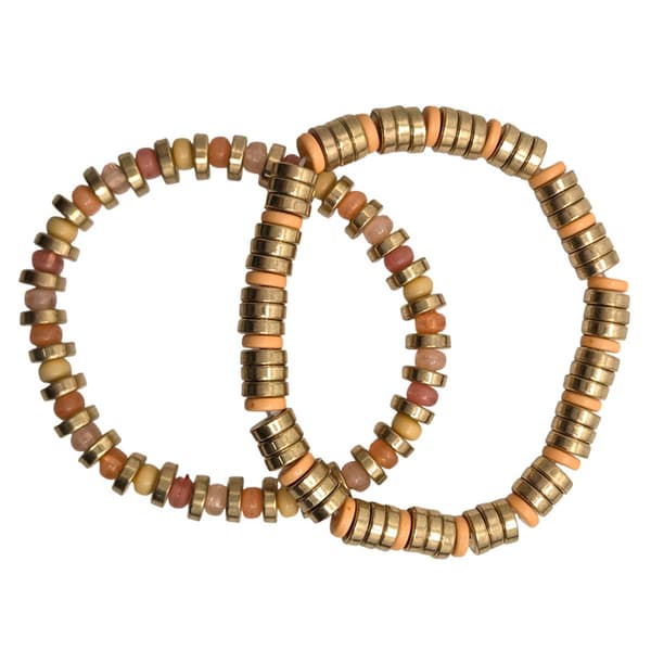 Ashley Cooper(tm) Pink/Peach 2pc. Stretch Bracelet Set - image 