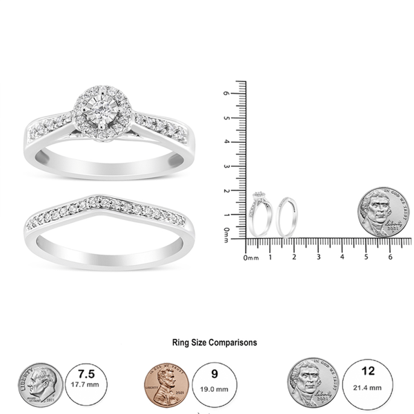 Haus of Brilliance Diamond Halo & Pave Shank Engagement Ring Set