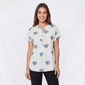Womens Notations Short Sleeve Coastal Split Neck Blouse - image 1