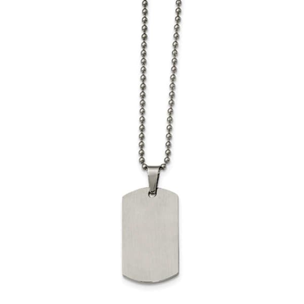 Mens Gentlemen's Classics&#8482; Steel Rounded Edge Dog Tag Necklace